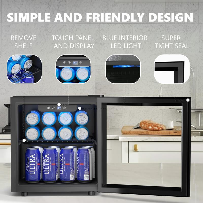 Simzlife 55 Can Beverage Cooler/Cabinet Beverage Refrigerator with Stainless Steel Doorframe