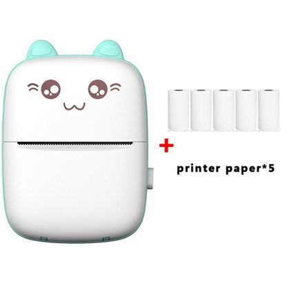 Portable Mini Photo Printer, Portable Pocket Thermal Printer with 5 Rolls Paper, Bluetooth Wireless Printer for Home Office School Use, Picture Printer for Photo Receipt Label Printing with Ios Android APP