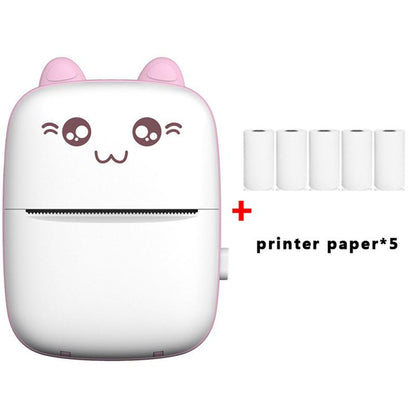 Portable Mini Photo Printer, Portable Pocket Thermal Printer with 5 Rolls Paper, Bluetooth Wireless Printer for Home Office School Use, Picture Printer for Photo Receipt Label Printing with Ios Android APP