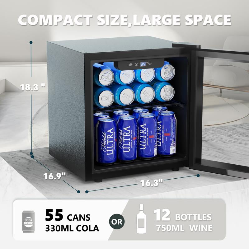 Simzlife 55 Can Beverage Cooler/Cabinet Beverage Refrigerator with Stainless Steel Doorframe