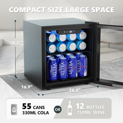 Simzlife 55 Can Beverage Cooler/Cabinet Beverage Refrigerator with Stainless Steel Doorframe